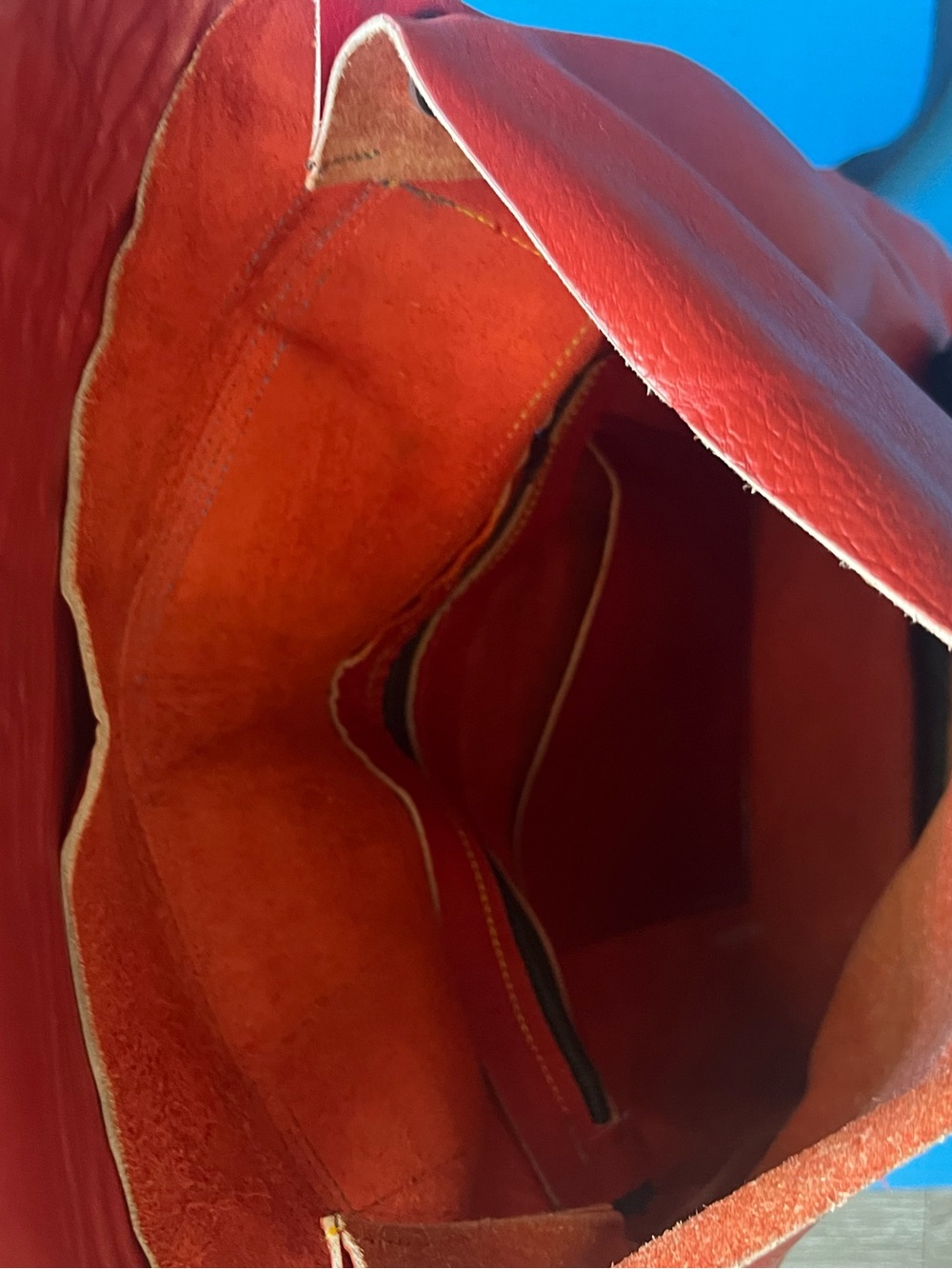 Red Leather Backpack Rucksack (handmade) - Picture 4 of 6